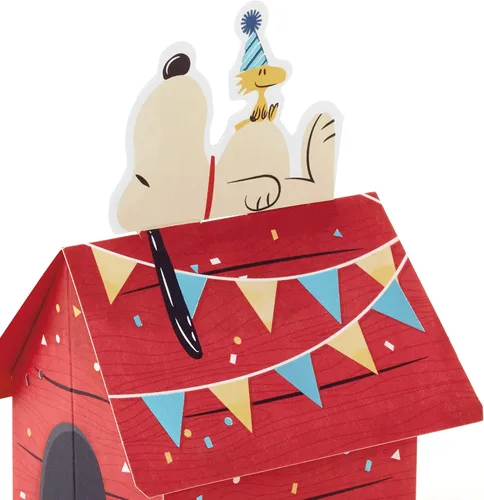 Vista 5 de Hallmark Paper Wonder Peanuts - Tarjeta de cumpleaños desplegable (Snoopy Dog House)