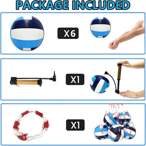 Vista 2 de Official Size 5 Volleyball Balls, Waterproof Soft Bulk Recreational Volley Balls with Pump and Net Bag for Beach Pool Sand Training for Beginner