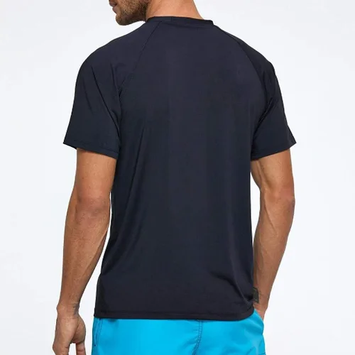 Vista 3 de Arcweg Rashguard Men Swim Short Sleeves Diving UV Protection UPF 50+ Elastic Rash Vest Loose Fit Top Swimming Quick Drying