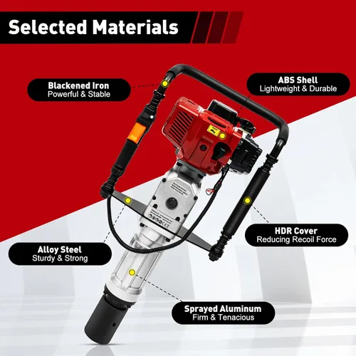 Vista 3 de Controlador de poste T alimentado a gas de 52 cc, 2.3HP 2 tiempos de un solo cilindro cerca agujero excavador poste poste conductor Pounder,Kit