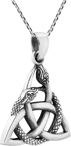 Vista 2 de AeraVida Collar con colgante de plata de ley 925 con nudo de triquetra o Trinidad de serpientes entretejidas Collar de Acción de Gracias, Metal