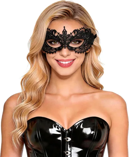 Vista 10 de Bonnie Z. Leonardo Máscaras de mascarada para mujer A-gato negro