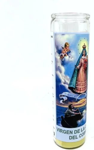 Vista 6 de Virgen de la caridad del cobre veladora de rezo sin fragancia 14 oz vaso grande una pieza vela de oración de una pieza 14 oz de vidrio alto oración