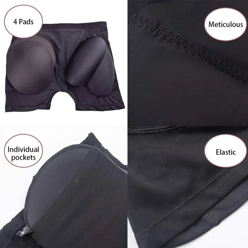 Vista 5 de Levantador de glúteos y caderas para mujer 4 almohadillas extraíbles para glúteos ropa interior acolchada sin costuras