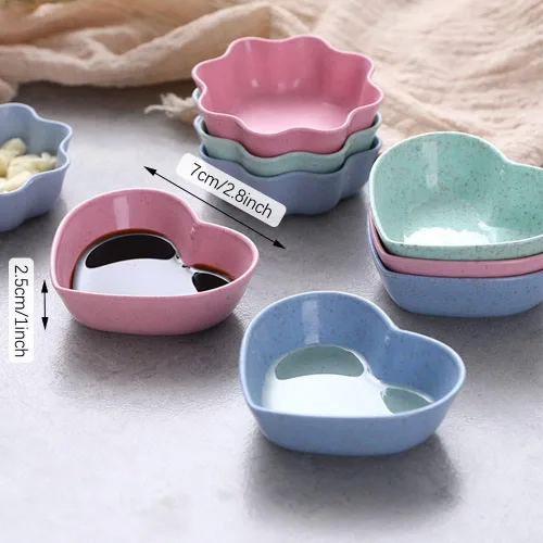 Vista 2 de Juego de 8 Platos de Salsa de Soja, Tazones para Dip de Salsa de Soja, Platos Multicolores Mini para Aperitivos, Platos para Condimentos