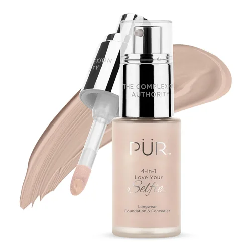 Vista 12 de PÜR MINERALS 4-in-1 Love Your Selfie Foundation & Concealer - Longwear Medium-to-Full Coverage Liquid Makeup Foundation with Hydrating Blend for