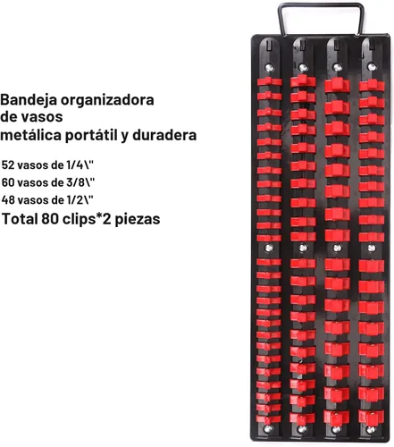 Vista 3 de Mayouko Bandeja organizadora portátil de 80 piezas, juego de 2 piezas, azul y rojo, organizador de herramientas de 1/4 pulgadas, 3/8 pulgadas, 1/2