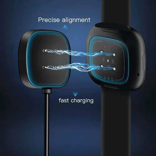 Vista 6 de Cable Cargador Compatible con Reloj Inteligente Fitbit Versa 4 / Sense/Versa 3 / Sense 2, Cable Soporte Base Cuna de Carga USB de Repuesto (3.3 pies)