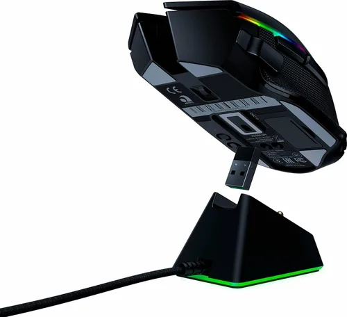 Vista 7 de Razer Basilisk Ultimate Hyperspeed Mouse inalámbrico para juegos de 20 K DPI sensor óptico Chroma RGB 11 botones programables incluye base de carga