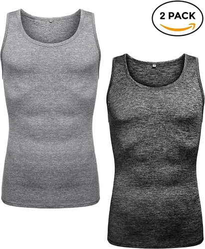Vista 4 de Babioboa Paquete de 2 camisetas sin mangas de entrenamiento para hombre, para gimnasio, atletismo, culturismo, camiseta muscular