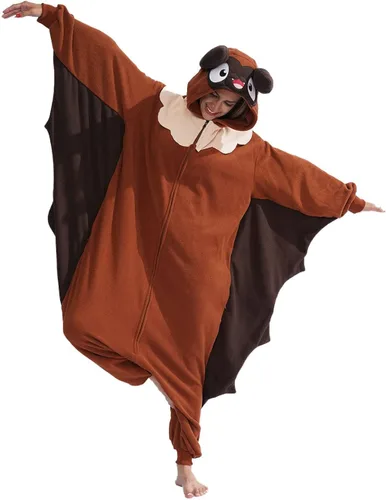 Vista 2 de vavalad Adult Bat Onesie Pajamas Animal Cosplay Costume Halloween One-Piece Jumpsuit for women men