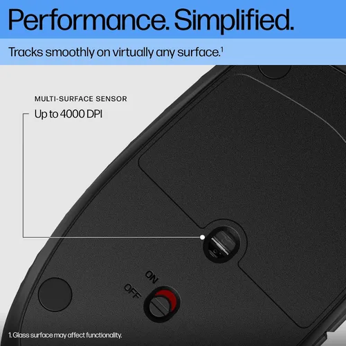 Vista 5 de HP Ratón Bluetooth Programable 420 – Bluetooth con Emparejamiento Rápido a 3 Multidispositivos, Batería de 2 Años, 4K DPI, Clics Silenciosos