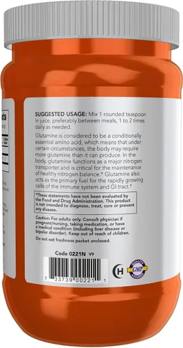 Vista 3 de NOW Foods Sports Nutrition, L-glutamina en polvo puro, transportador de nitrógeno*, aminoácido, 1 libra