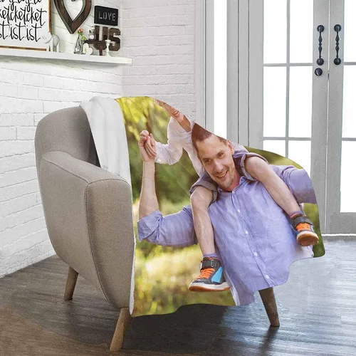 Vista 3 de DIYKST Manta de fotos personalizada, manta con fotos personalizadas, manta personalizada, imprime tus propias fotos y texto en manta para cumpleaños