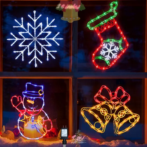 Vista 12 de Decoraciones de Luces de Siluetas para Ventana de Halloween de 16" - Paquete de 6 Colores Iluminados Gato en Luna y Fantasma y Telaraña y Calabaza