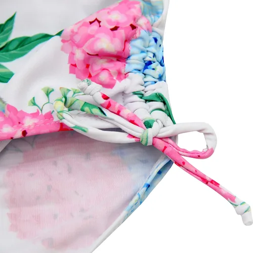 Vista 2 de Traje de baño ajustable de una pieza de moda con volantes dobles y un hombro para niñas (5y-16y)