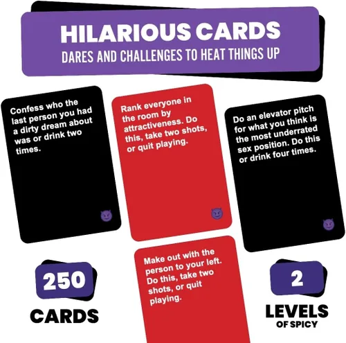 Vista 3 de Do or Drink Edición Traviesa - El Juego de Beber para Adultos para Situaciones Picantes - Divertidos Juegos de Fiesta para Adultos con 250 Cartas