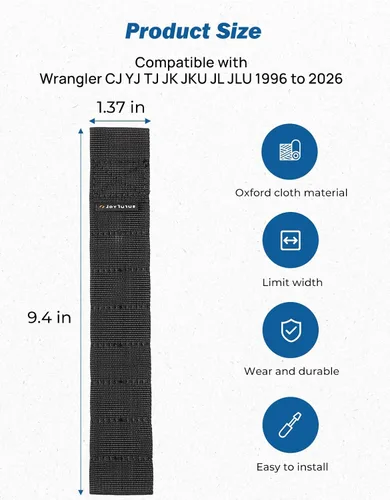 Vista 7 de JOYTUTUS Correas de limitación de puerta compatibles con Wrangler, paquete de 2 correas de control de limitación de puerta ajustables resistentes