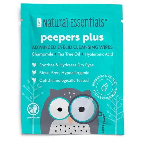 Vista 7 de Toallitas para párpados Peepers Plus de Natural Essentials, toallitas para ojos sin conservantes y sin enjuague para uso diario, ácido hialurónico