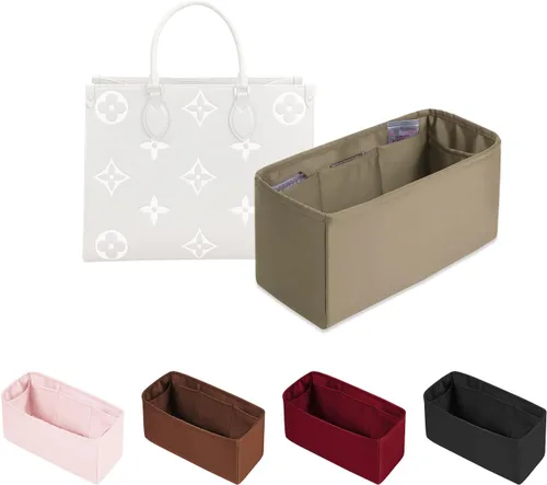 Vista 11 de Organizador de bolso para Onthego, inserto de bolsa sedoso, moldeador de bolso ligero para mujer, múltiples bolsillos de material satinado, uso