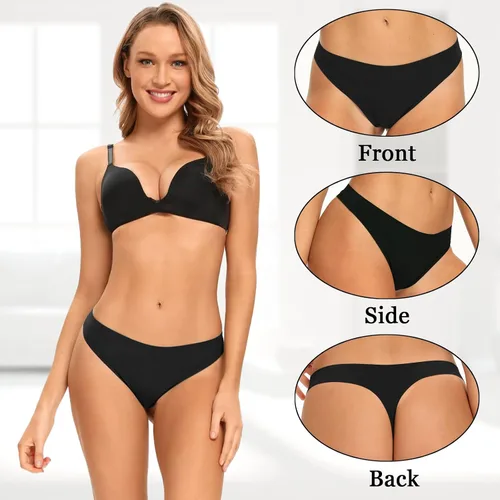 Vista 2 de Tangas sin costuras para mujer, bragas invisibles, ropa interior cómoda y transpirable sin costuras