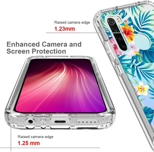 Vista 2 de Funda para Redmi Note 8 (2019/2021) M1908C3JH con protector de pantalla de vidrio templado, funda protectora de cuerpo completo transparente de TPU