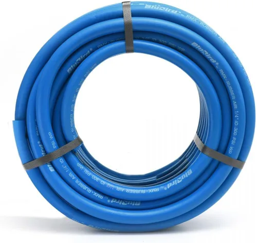 Vista 9 de BLUBIRD BB1425 - Manguera de aire de goma de 1/4 pulgadas x 25 pies, 100% goma, más ligera, más fuerte, más flexible, 300 PSI, 50F a 190F grados