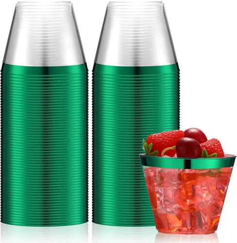 Vista 10 de Norme 50 vasos de plástico con borde de 9 onzas, vasos de plástico resistentes, copas de cóctel, vasos para graduación, bodas, fiestas de cumpleaños