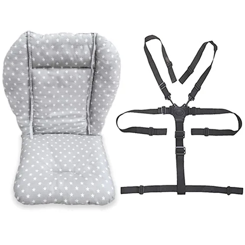 Vista 9 de twoworld Cojín de asiento para silla alta para bebé, resistente y correas para silla alta (arnés de 5 puntos), 1 traje (animal azul)