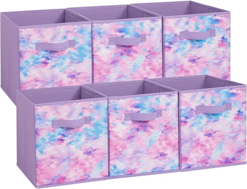Vista 10 de Stero Cubos de almacenamiento de tela, paquete de 3 contenedores plegables con asa, cestas de almacenamiento de 11 pulgadas caja para estantes