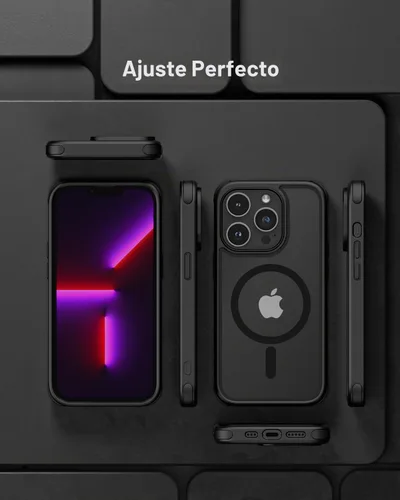 Vista 5 de Mobnano Funda para iPhone 13 Pro, compatible con MagSafe, funda transparente con anillo magnético, diseño multicolor protector a prueba de golpes