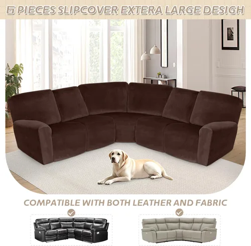 Vista 661 de Arfntevss Fundas de sofá seccional reclinable de terciopelo, Funda de sofá seccional de esquina para sofá reclinable, Funda elástica suave