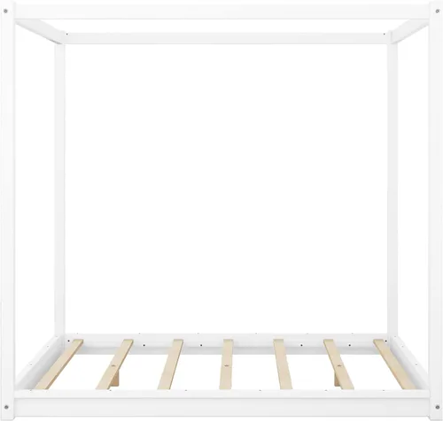 Vista 9 de Harper & Bright Designs Cama Queen con dosel de madera con 4 paneles de póster, marco de cama Queen con soporte de listones de madera maciza, cama