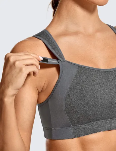 Vista 2 de SYROKAN Sujetador deportivo para mujer, parte delantera, ajustable, soporte de alto impacto, acolchado, sin varillas, espalda cruzada, talla grande