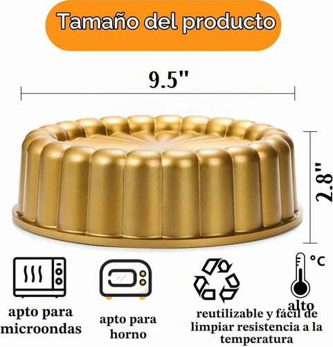 Vista 2 de Goaste Charlotte Cake Pan de 9.5 pulgadas, molde acanalado reutilizable, aluminio antiadherente con forma de flor para queso, chocolate, tarta