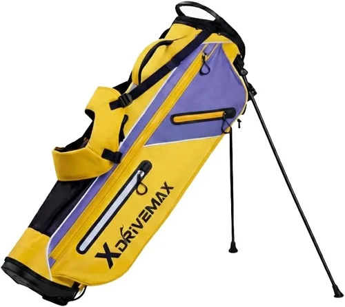 Vista 7 de Bolsa de golf ligera con soporte estable, diseño compacto con correas de hombro fáciles de transportar, parte superior de 4 direcciones, bolsillos