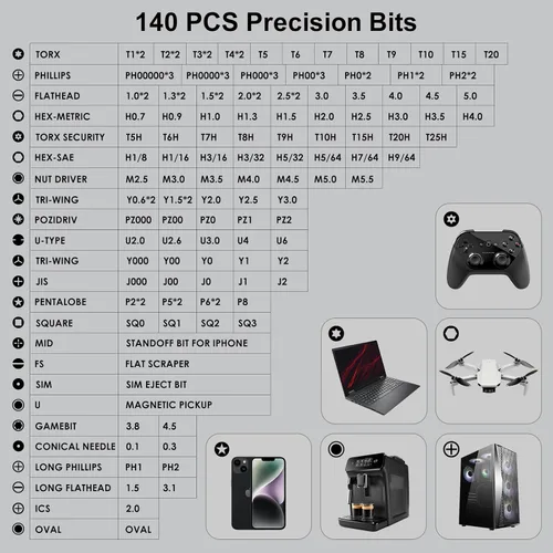Vista 2 de STREBITO Juego de destornilladores de precisión 153 en 1 pequeño juego de destornilladores magnéticos con funda, kit de herramientas de reparación