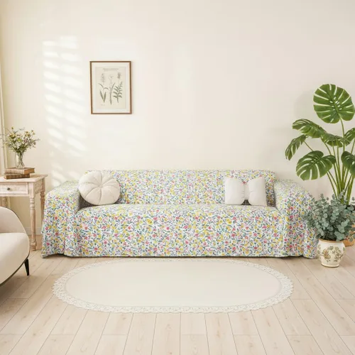 Vista 23 de Erosebridal Funda de sofá floral de 71 x 91 pulgadas, diseño de loto, antideslizante, acuarelas, diseño de hojas de flores azules, con pintura