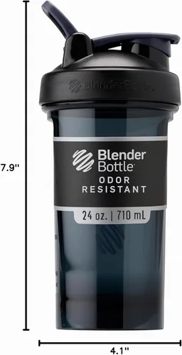 Vista 8 de Botella mezcladora serie Pro de BlenderBottle para batidos de proteínas y bebidas de preentrenamiento, 24 onzas, color negro