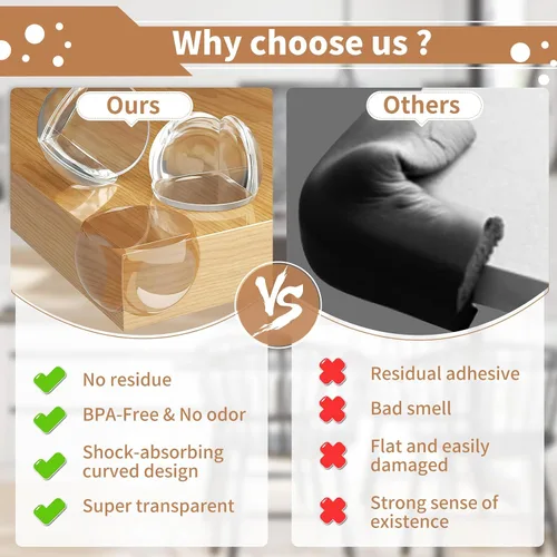 Vista 6 de Protector de esquina de silicona, protectores de mesa para bebé, protectores de esquina transparentes para muebles y bordes de seguridad para bordes