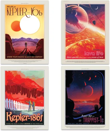 Vista 2 de Póster de la NASA Space Grand Tour Travel Exploration Exoplanet Art Print Decoración para el hogar, paquete de 17 – incluye impresión personalizada