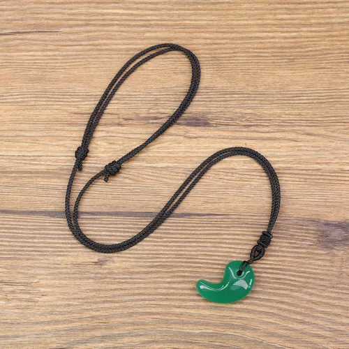 Vista 5 de Collar con dije Amorwing, de tres tesoros sagrados, magatama, sin metal, Verde, N300-4