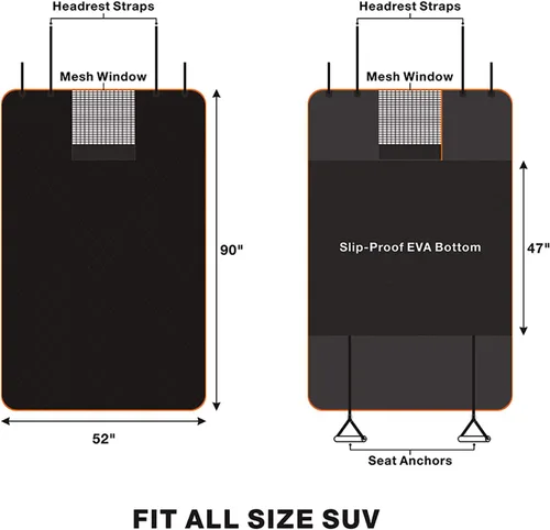 Vista 5 de Forro de carga para perros SUV, cubierta de carga impermeable para perro con protección de solapa para parachoques, alfombrilla duradera