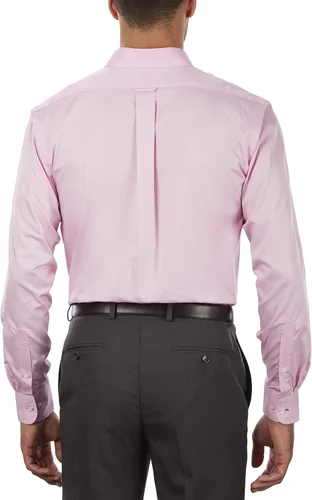 Vista 3 de IZOD - Camisa de vestir con corte regular para hombre, elástica, cuello con botones lisos, Camisa de vestir de corte regular elástico cuello