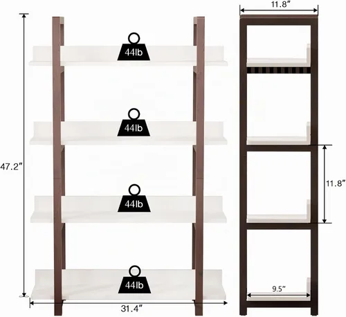 Vista 2 de Estantería de madera de 4 niveles, estante de almacenamiento