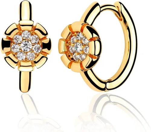 Vista 17 de VACRONA - Aretes tipo arracada de aro para mujer, chapados en oro de 14 quilates, diseño de Huggie 8 Cola de serpiente