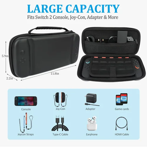 Vista 4 de RTop Switch 2 Accessories Kit for Nintendo Switch 2 (2025),Family Bundle Accessories Kit with Carrying Case& Screen Protector,Joy Con Grips and