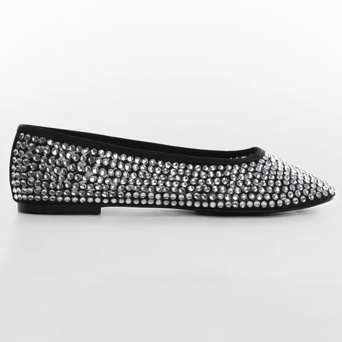 Vista 3 de WIRALOMI Zapatos planos de ballet con diamantes de imitación para mujer, zapatos de bailarina brillantes, cómodos zapatos de malla con purpurina