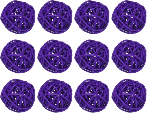Vista 16 de MECCANIXITY 20 bolas decorativas de mimbre de ratán de 1.2 pulgadas para rellenos de jarrones, bodas, jardines, fiestas de pasillo, color negro