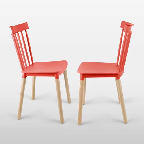 Vista 6 de DSW - Sillas de comedor de plástico modernas sin brazos con patas de madera para estar, dormitorio, cocina, comedor, sala de espera, restaurantes